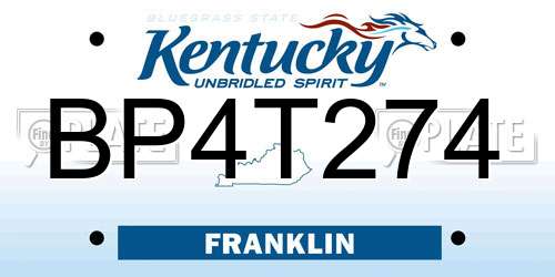 BP4T274 Kentucky License Plate