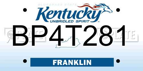 BP4T281 Kentucky License Plate