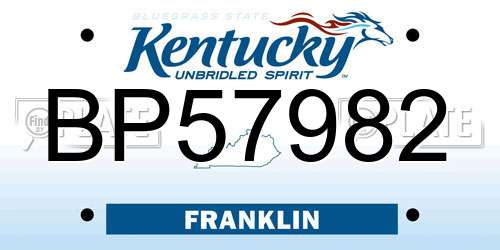 BP57982 Kentucky License Plate