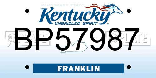 BP57987 Kentucky License Plate