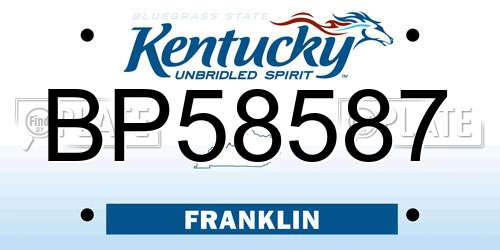 BP58587 Kentucky License Plate