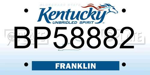 BP58882 Kentucky License Plate