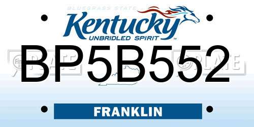 BP5B552 Kentucky License Plate