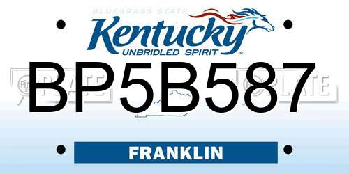 BP5B587 Kentucky License Plate