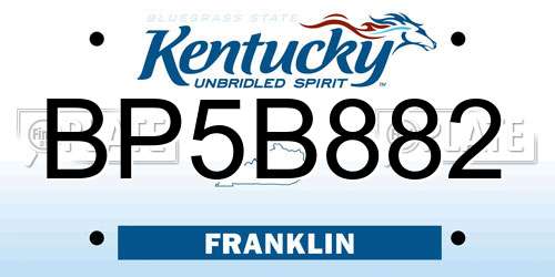 BP5B882 Kentucky License Plate