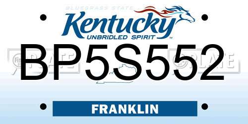 BP5S552 Kentucky License Plate