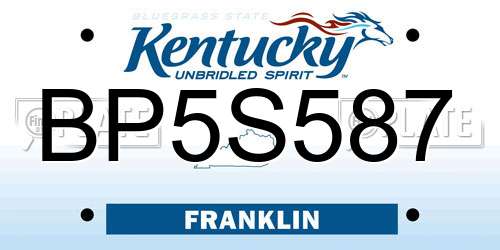 BP5S587 Kentucky License Plate