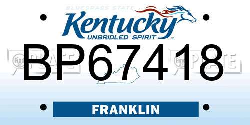 BP67418 Kentucky License Plate