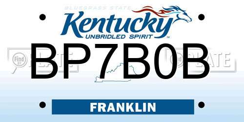 BP7B0B Kentucky License Plate
