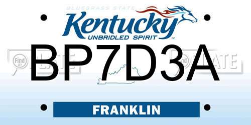 BP7D3A Kentucky License Plate