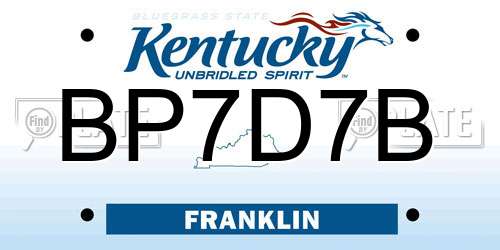BP7D7B Kentucky License Plate