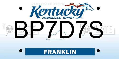 BP7D7S Kentucky License Plate