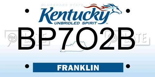 BP7O2B Kentucky License Plate