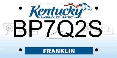 BP7Q2S Kentucky License Plate