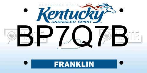 BP7Q7B Kentucky License Plate