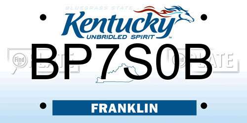 BP7S0B Kentucky License Plate