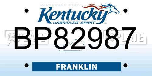 BP82987 Kentucky License Plate