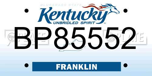 BP85552 Kentucky License Plate