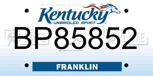 BP85852 Kentucky License Plate