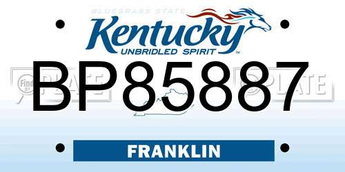 BP85887 Kentucky License Plate