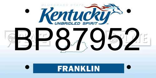BP87952 Kentucky License Plate
