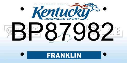 BP87982 Kentucky License Plate