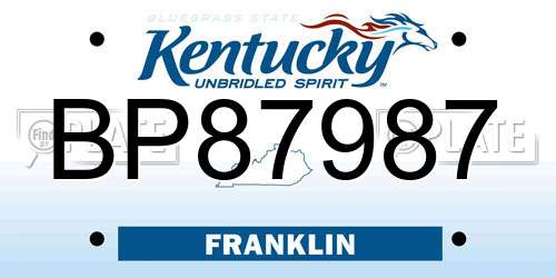 BP87987 Kentucky License Plate