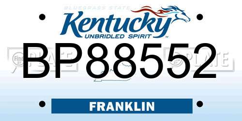 BP88552 Kentucky License Plate