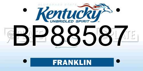 BP88587 Kentucky License Plate