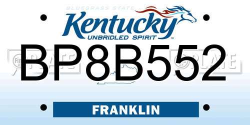 BP8B552 Kentucky License Plate