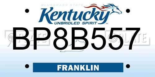 BP8B557 Kentucky License Plate