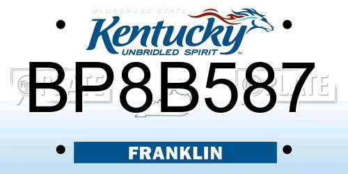 BP8B587 Kentucky License Plate