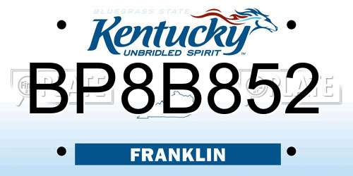 BP8B852 Kentucky License Plate
