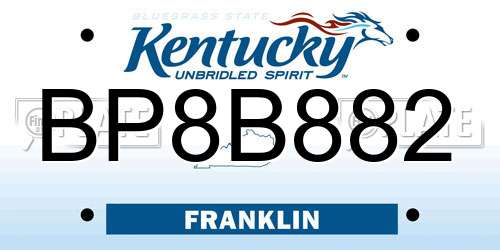 BP8B882 Kentucky License Plate