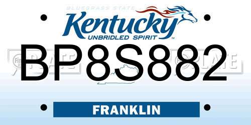BP8S882 Kentucky License Plate