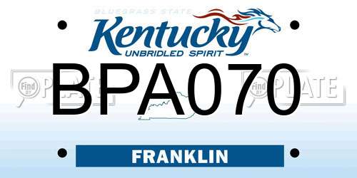 BPA070 Kentucky License Plate