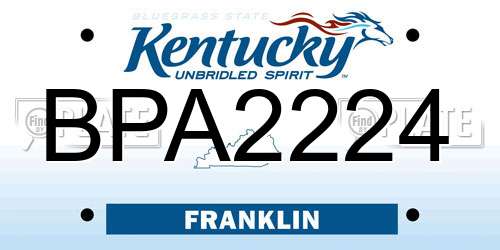 BPA2224 Kentucky License Plate