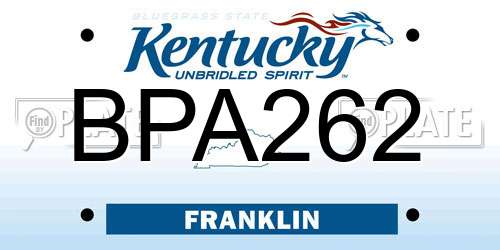 BPA262 Kentucky License Plate