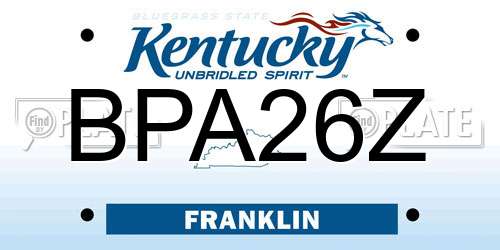 BPA26Z Kentucky License Plate