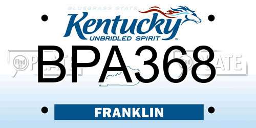 BPA368 Kentucky License Plate
