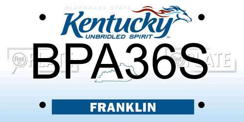 BPA36S Kentucky License Plate