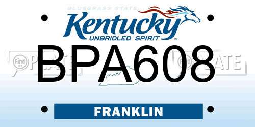BPA608 Kentucky License Plate