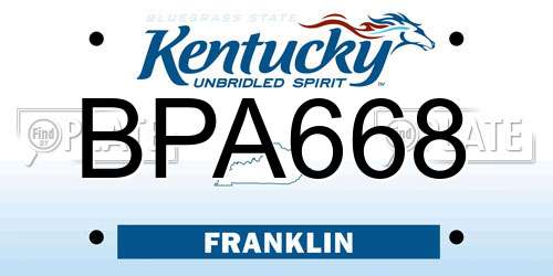 BPA668 Kentucky License Plate