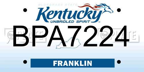BPA7224 Kentucky License Plate