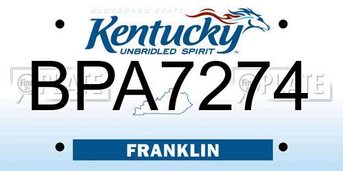 BPA7274 Kentucky License Plate