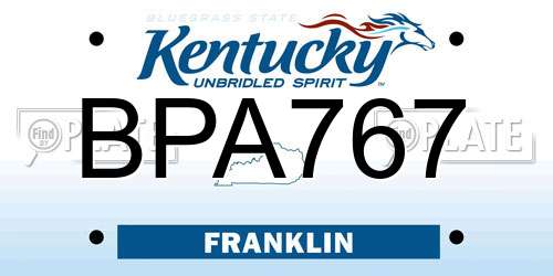 BPA767 Kentucky License Plate