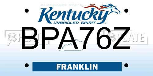 BPA76Z Kentucky License Plate