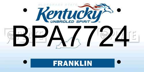 BPA7724 Kentucky License Plate