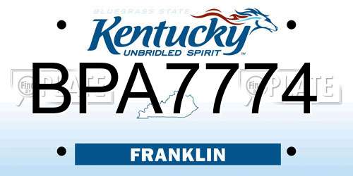 BPA7774 Kentucky License Plate