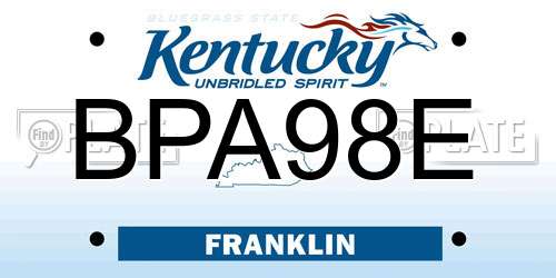 BPA98E Kentucky License Plate